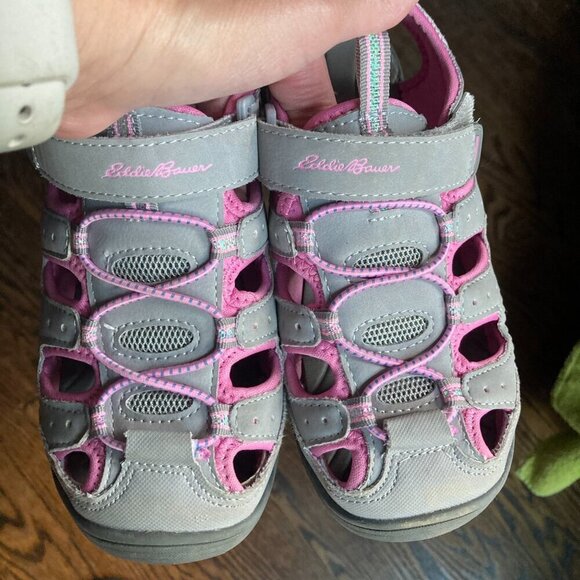 EDDIE BAUER GREY/PINK SANDALS SIZE 3 YOUTH - Picture 6 of 12